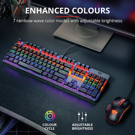 Trust GXT 865 Asta Gaming Mechanische Tastatur mit GTX-Rot Schaltern und RGB-Beleuchtung (Englisch US) Gray
