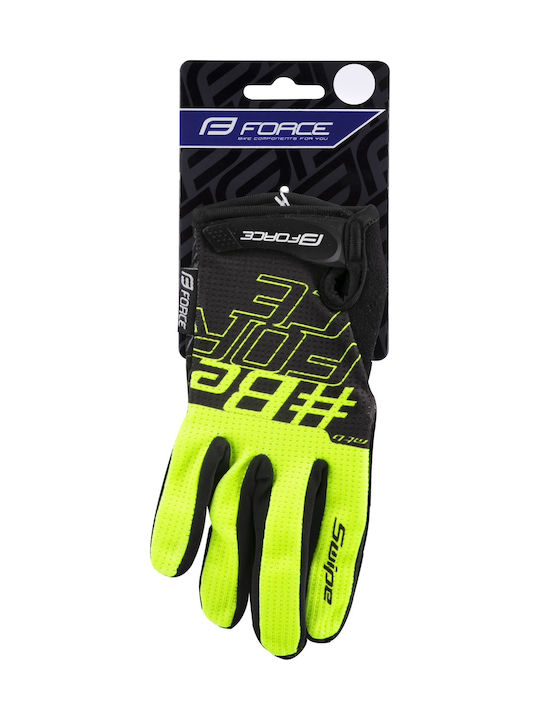 Force Swipe Full Finger Cycling Gloves Adults Yellow