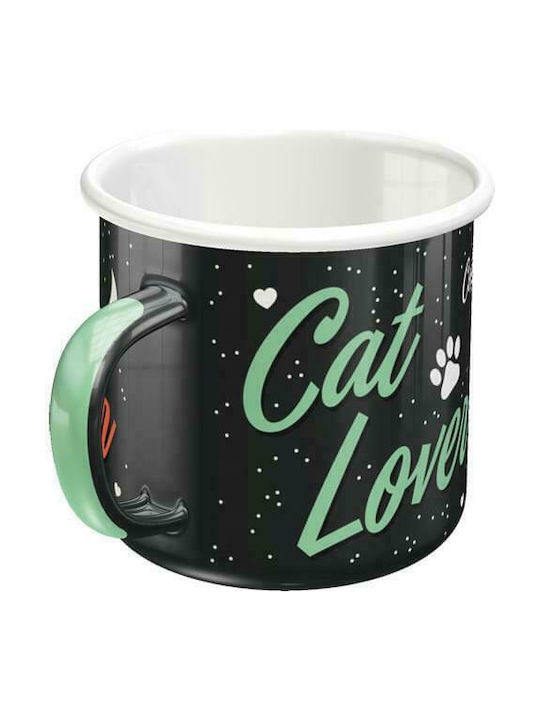 Nostalgic Art Animal Club Katzenliebhaber Emaille Tasse Schwarz