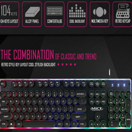 iMice AK-700 Gaming Πληκτρολόγιο με RGB φωτισμό (Αγγλικό US)