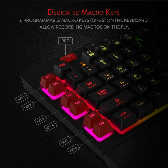 Redragon K512 RGB Shiva Gaming Πληκτρολόγιο με RGB φωτισμό (Αγγλικό US)