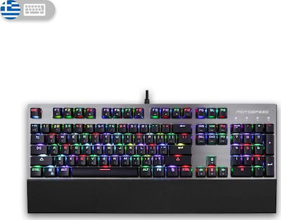 Motospeed CK108 Gaming Μηχανικό Πληκτρολόγιο με Outemu Red διακόπτες και RGB φωτισμό (Ελληνικό) Γκρι