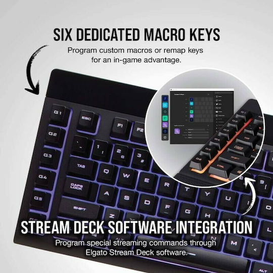 Corsair K55 RGB Pro XT Gaming Keyboard with RGB lighting (Greek)