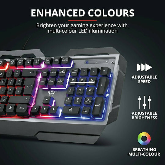 Trust GXT 856 Torac Гейминг Клавиатура с RGB подсветка (Английски US) Черен