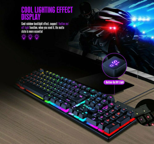 T-Wolf TF200 Σετ Gaming Πληκτρολόγιο με RGB φωτισμό & Ποντίκι (Αγγλικό UK)