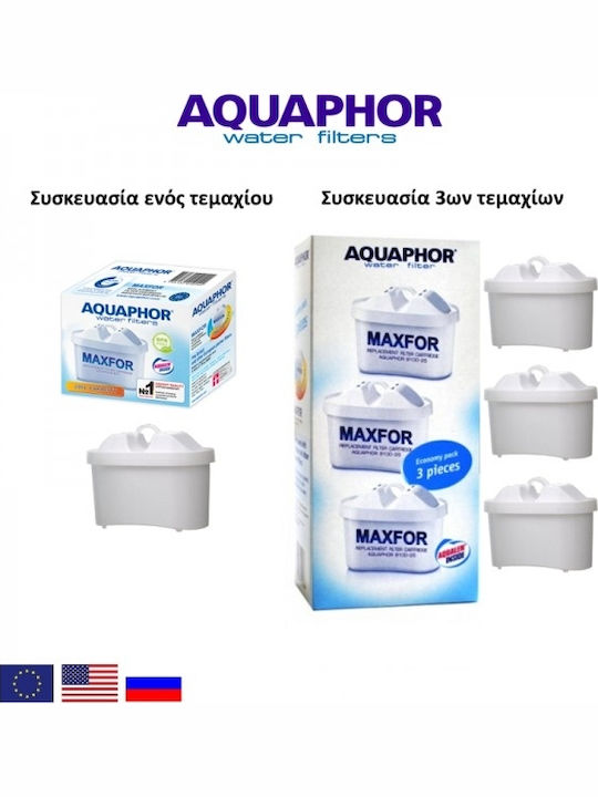 Aquaphor Water Filter Replacement for Pitcher made of Activated Carbon B100-25 Maxfor 510762 3pcs