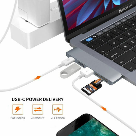 Tech-Protect 5in1 USB-C / USB-A Docking Station with 4K Gray