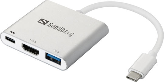 Sandberg USB-C Docking Station mit HDMI 4K PD Silber (136-00)
