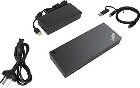 Lenovo ThinkPad Hybrid USB-A / USB-C Docking Station with HDMI/DisplayPort 4K PD Ethernet and Support for 2 Monitors Black