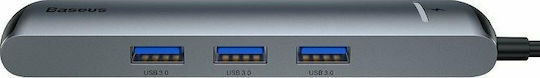 Baseus Mechanical Eye USB-C Докинг станция с HDMI 4K PD Етърнет Сив
