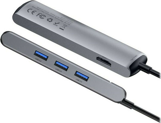 Baseus Mechanical Eye USB-C Докинг станция с HDMI 4K PD Етърнет Сив