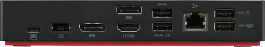 Lenovo ThinkPad Gen2 USB-C Docking Station με HDMI/DisplayPort 4K PD Ethernet και συνδεση 3 Οθονών Μαύρο