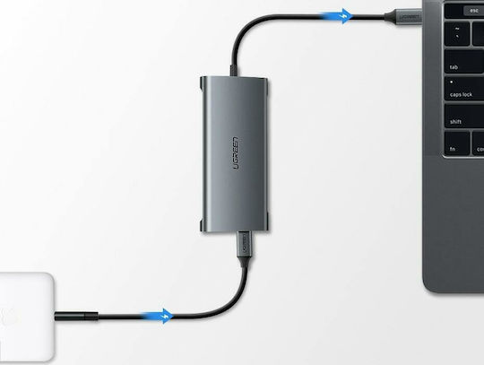 Ugreen USB-C Docking Station with 4K PD Ethernet and Support for 2 Monitors Gray (40873)