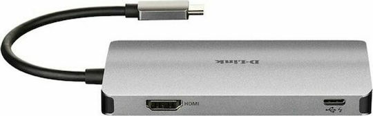 D-Link USB-C Docking Station με HDMI 4K PD Ασημί (DUB-M610)