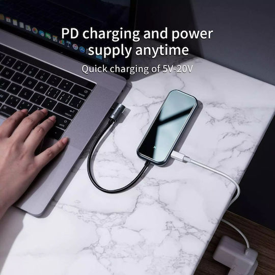 Baseus USB-C Docking Station με HDMI 4K PD Γκρι (CAHUB-BZ0G)