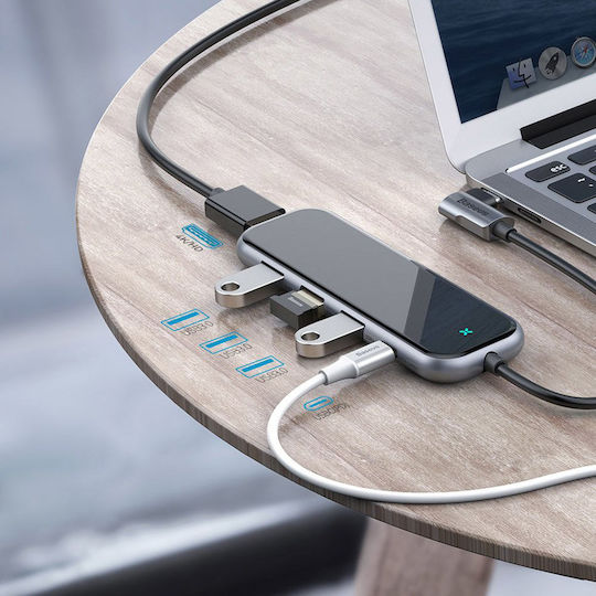 Baseus USB-C Docking Station με HDMI 4K PD Γκρι (CAHUB-BZ0G)