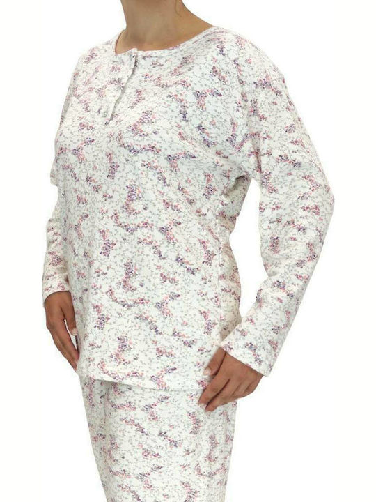 Damen Plus Size Pyjamas Ecru Blume Pyjamas W22