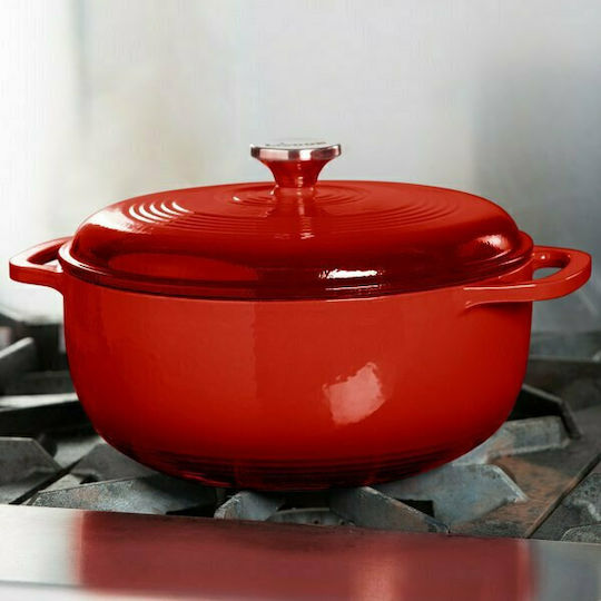 Lodge Βαθιά Κατσαρόλα από Μαντέμι 7.38lt / 36cm Red