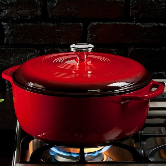 Lodge Βαθιά Κατσαρόλα από Μαντέμι 7.38lt / 36cm Red