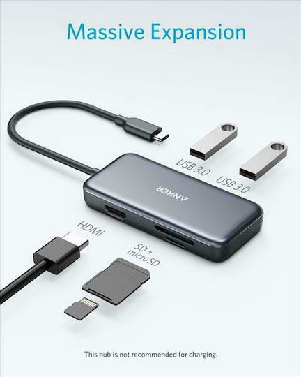 Anker PowerExpand USB-C Docking Station με HDMI 4K Ασημί