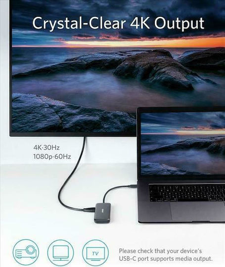 Anker PowerExpand USB-C Docking Station με HDMI 4K Ασημί