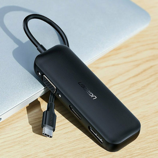 Ugreen CM260 USB-C Docking Station με HDMI/DisplayPort 4K Μαύρο