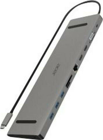 Acer Stație De Andocare USB-C Cu HDMI 4K PD Ethernet Și Conexiune La 2 Monitoare Gri (LC.DCK11.001)