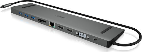 Acer Stație De Andocare USB-C Cu HDMI 4K PD Ethernet Și Conexiune La 2 Monitoare Gri (LC.DCK11.001)