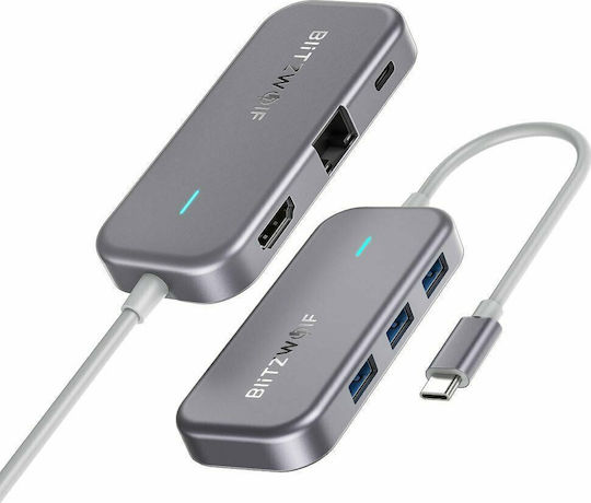 BlitzWolf BW-TH10 USB-C Docking Station with HDMI 4K PD Ethernet Gray