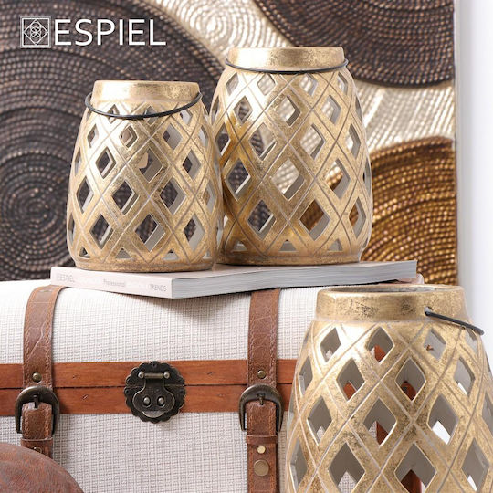 Espiel Φαναράκι Κεραμικό Επιτραπέζιο Χρυσό 15x25x25εκ.