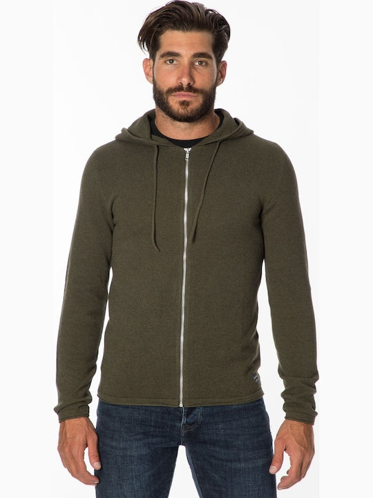 Herren Strickjacke mit Kapuze Olive Night