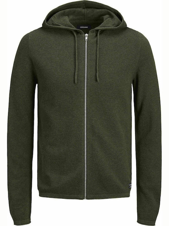 Herren Strickjacke mit Kapuze Olive Night