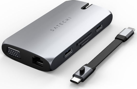 Satechi USB-C Docking Station with HDMI 4K PD Ethernet and Support for 2 Monitors Gray (ST-UCMBAM)