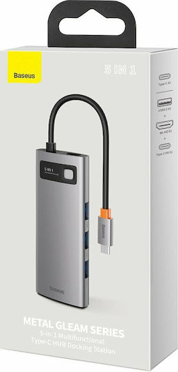 Baseus Metal Gleam USB-C Docking Station με HDMI 4K PD Ασημί
