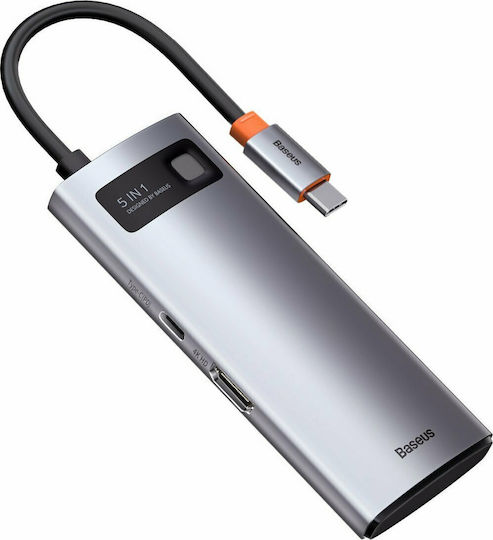 Baseus Metal Gleam USB-C Docking Station με HDMI 4K PD Ασημί