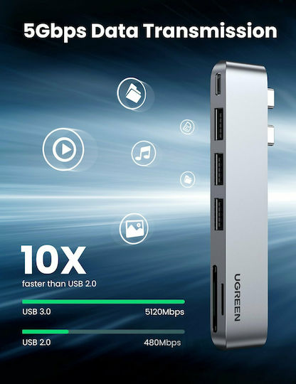 Ugreen CM251 Docking Station with Dual USB-C Silver
