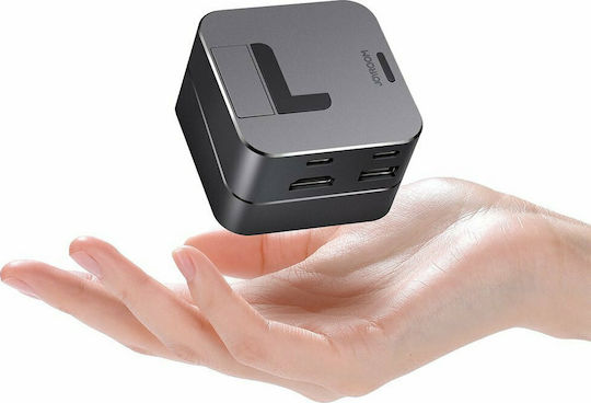 Joyroom J-Cube Двоен USB-C Докинг станция с HDMI 4K Етърнет Сив
