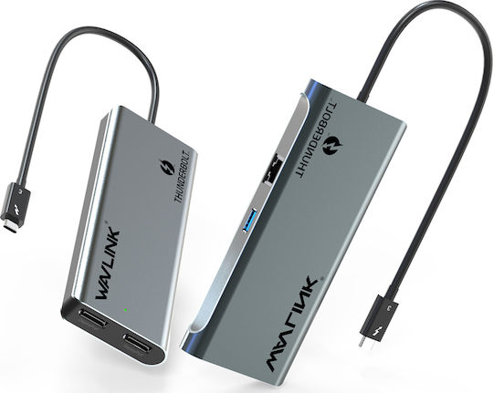 Wavlink Thunderbolt 3 Докинг станция с DisplayPort 4K Ethernet и свързване 2 монитора Сребрист (WL-UTD05H)