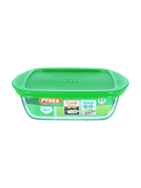 Pyrex Microwave Glass Lunch Box Cook & Store Green 2300ml