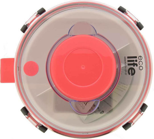 Ecolife Double Wall Round Δοχείο Φαγητού Inox Θερμός Ροζ με Χωρίσματα 850ml