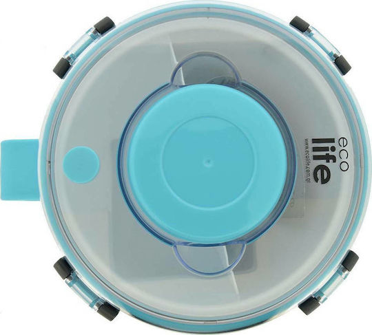 Ecolife Recipient Rotund Termos Inox Cu Perete Dublu Albastru Cu Compartimente 850ml