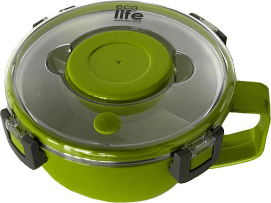 Ecolife Recipient Rotund Dublu Termos Inox Verde Cu Compartimente 850ml