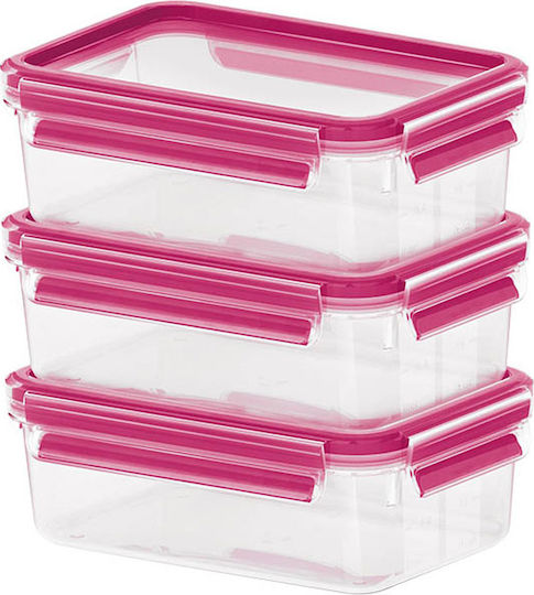 Emsa Clip & Close Set Kunststoff-Mittagsboxen Pink 12,5x17,5cm 3 Stück
