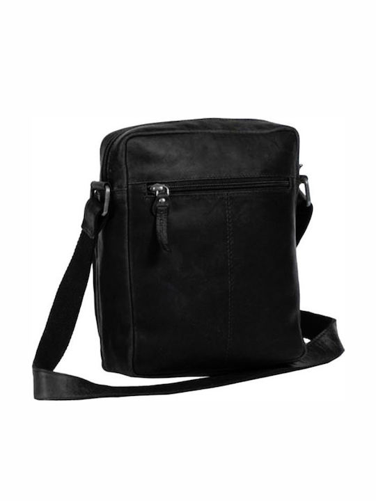 Leder Herrentasche Schulter / Crossbody Schwarz