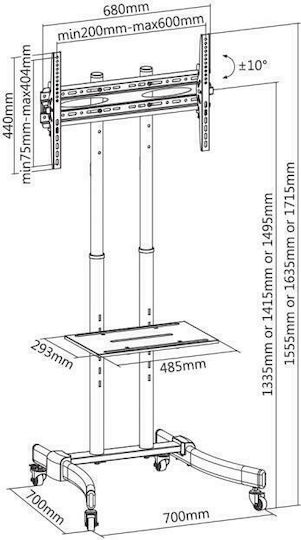 Sbox FS-400 Βάση Τηλεόρασης Δαπέδου έως 70" και 40kg
