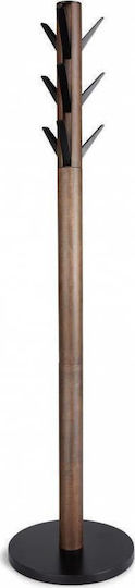 Umbra Wooden Coat Rack Black/ Walnut With 9 Aluminum Hooks Flapper 39.4x39.4x165cm