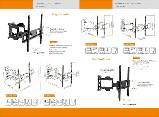 Focus Mount WMS03-44AT WMS03-44AT Wall TV Mount with Arm up to 55" and 30kg