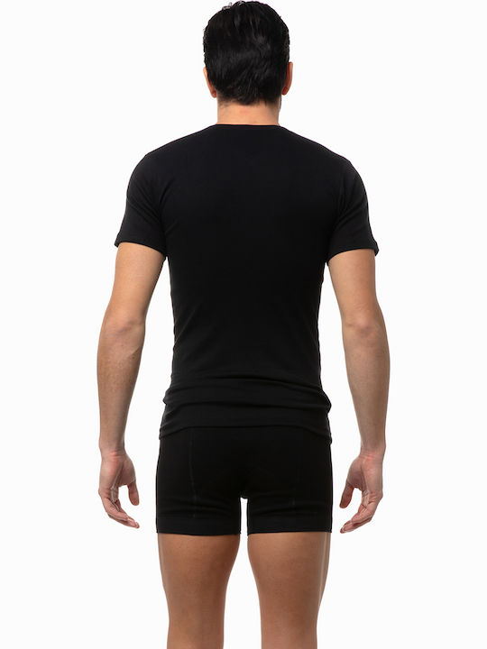 Men's Undershirt Short-sleeved in Black Color