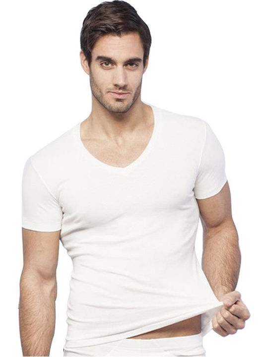 Men's Undershirts Short-sleeved in White Color 2Pack