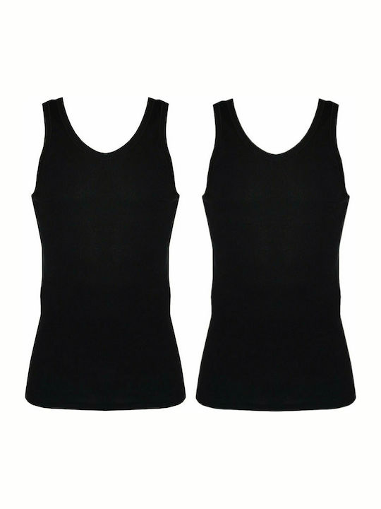 Men's Undershirts Sleeveless in Black Color 2Pack